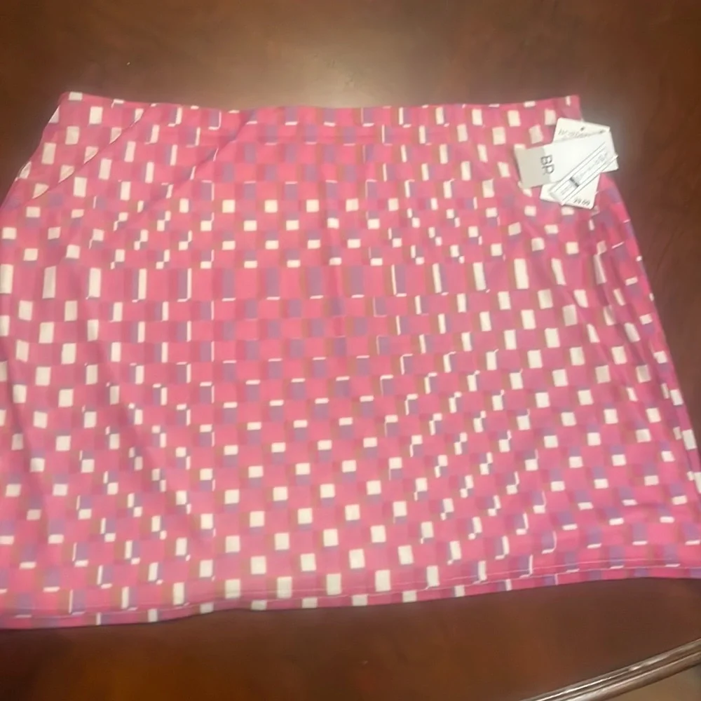 NWT Pink/Purple Prism Check BP Mini Skirt, size 1X